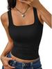 European & American 2026 Women's Square Neck Sleeveless Fitted Tank Top