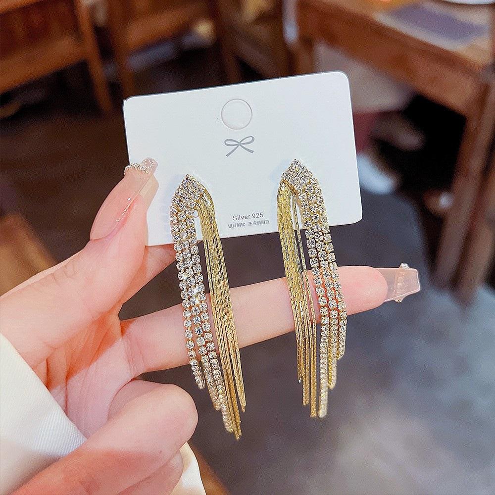 European and American exaggerated irregular fringed earrings, temperament niche design shows face thin earrings earrings