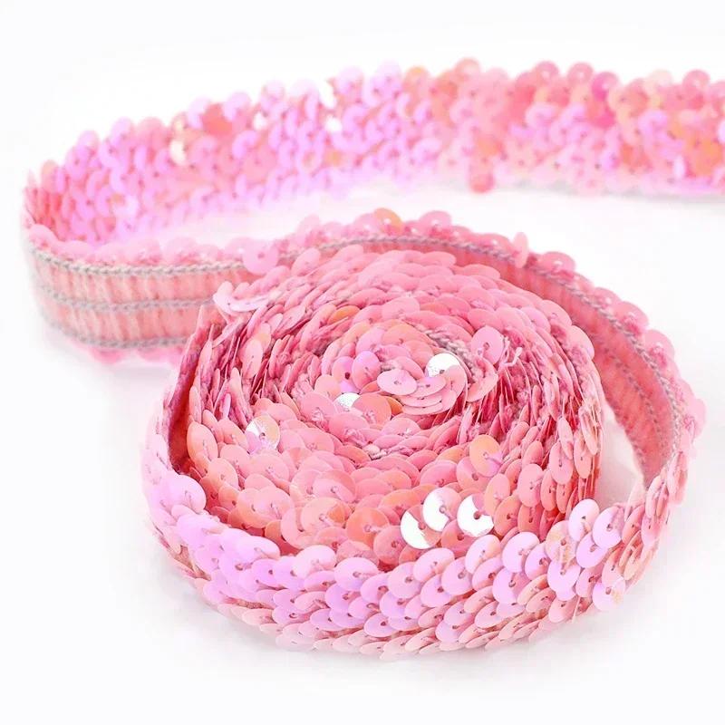 2/5/10Meters Meetee 30mm Sequin Lace Ribbon Stretch Fabric Laces Trim for Clothes Elastic Band DIY Sewing Decoration Accessories