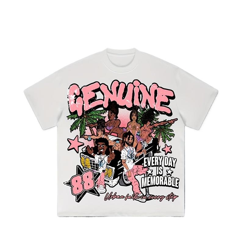 

American Y2K Retro Hip-hop Style Pure Cotton Men s T-shirt Summer New Retro Fashion Men s and Women s Streetwear 5XL різнокольоровий