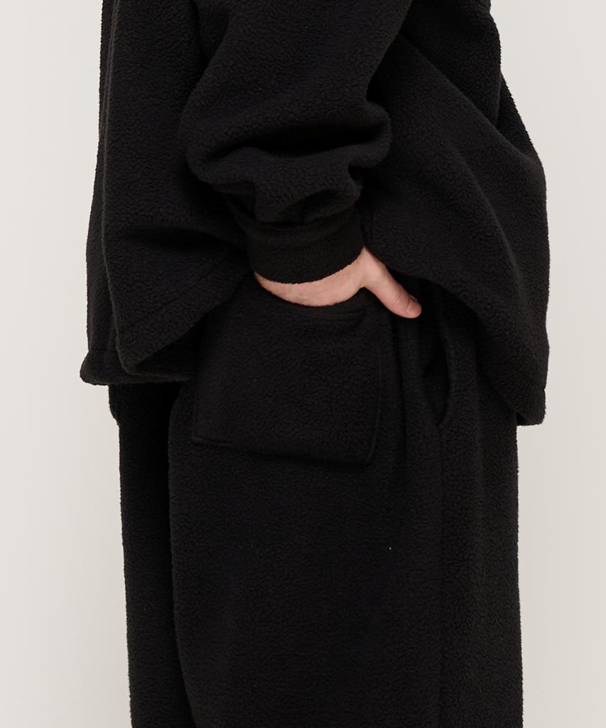 CARGOBROS Teddy Over Fleece Wide String Pants (Black)