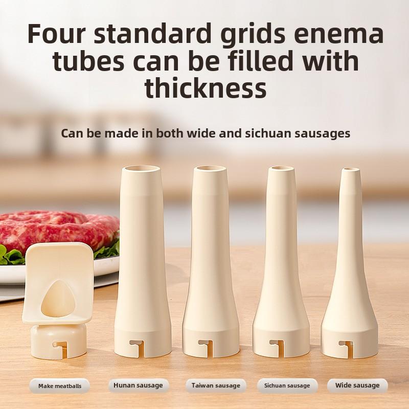 Füllvorrichtung für gepökeltes Schweinedünndarmfleisch, manuelle Betätigung, selbstgebautes Haushaltsgerät für Einläufe
