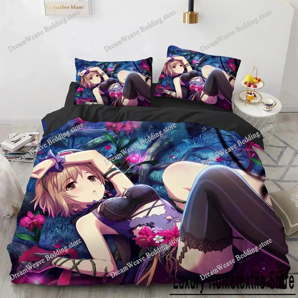 3D Print Kawaii Anime Sexy Girl Bedding Set Duvet Cover Bed Set Quilt Cover Pillowcase Comforter King Queen Size Boys Adult9639