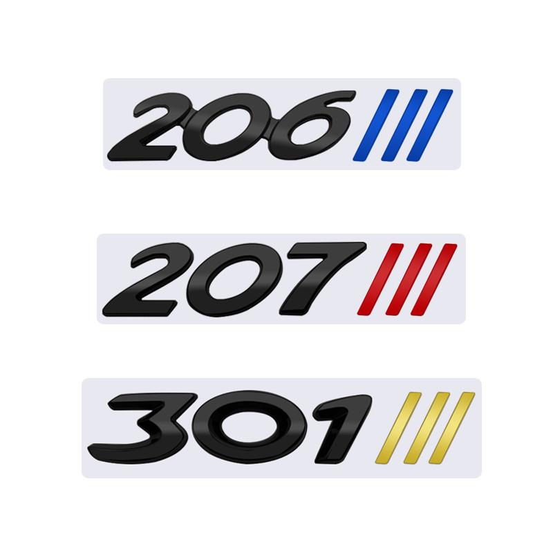 Glossy Black Car Emblem Metal Decorative Strips Badge Logo Body Decals Sticker For Peugeot 107 206 207 208 301 307 308 407 508
