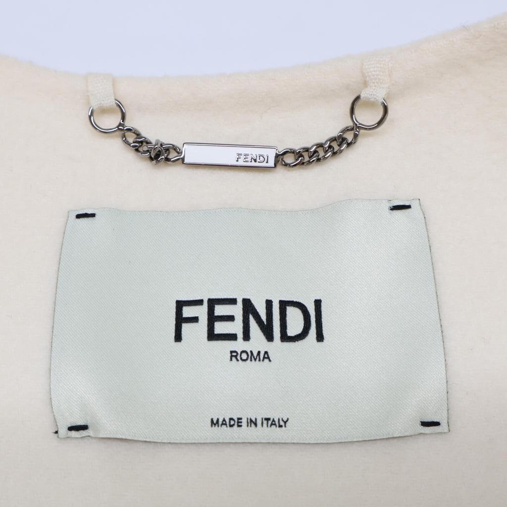 FENDI [Good condition/domestic regular] FF8522 W1D wool fox fur pocket coat 42 IvoryUsed