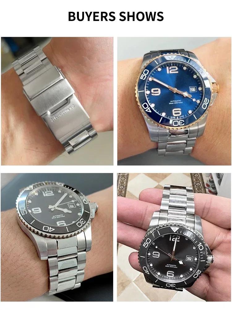 Per Longines Conquest Cinturino da immersione anallergico 21mm L3.781.4 Fibbia pieghevole Uomo L3.782.4 L3.740 con cinturino di ricambio