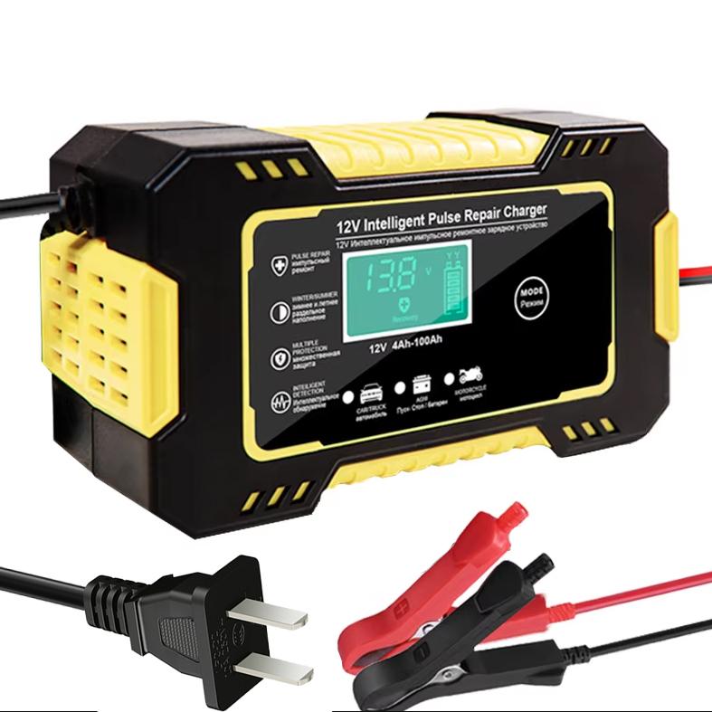 12V 6A Intelligent Car Motorcycle Battery Charger for Auto Moto Lead Acid AGM Gel VRLA Smart Charging 6A 12V Digital LCD Display