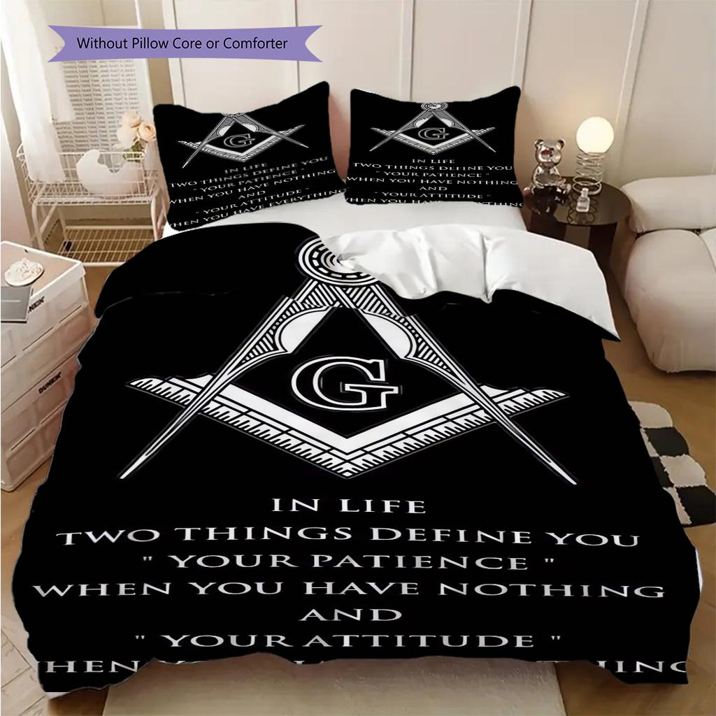 Recognized Freemasonry bedding, duvet cover, pillowcase, home decoration, birthday gift (1 * duvet cover+2 * pillowcase, coreless)