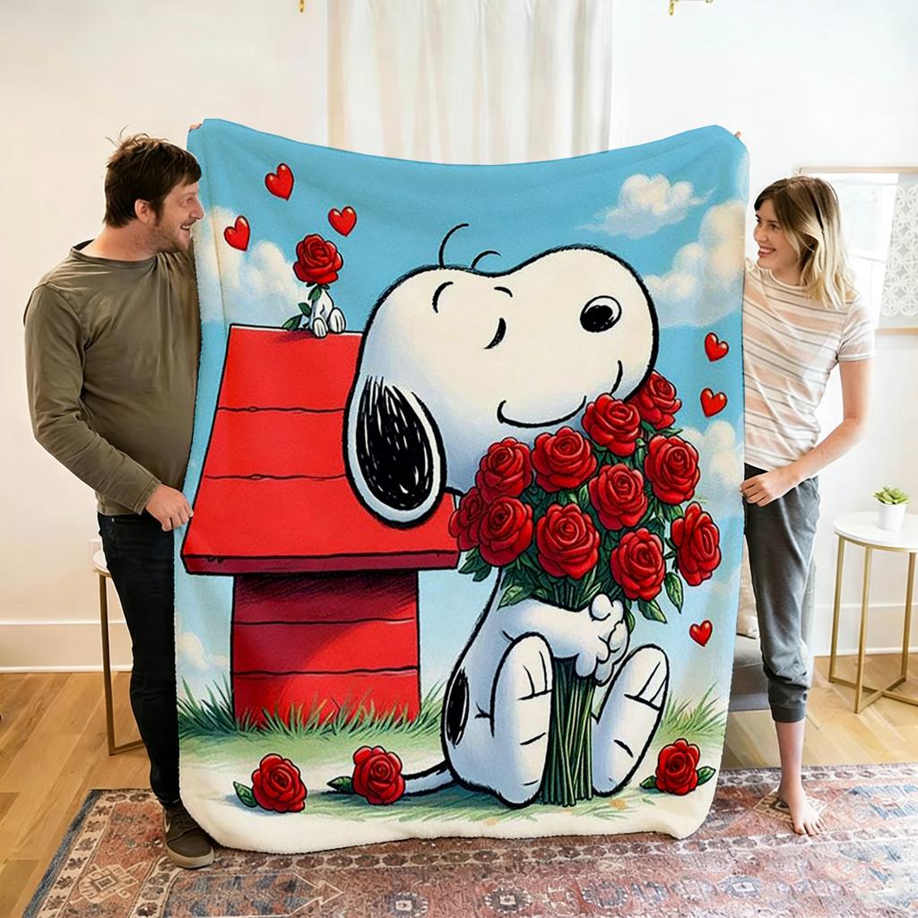 Cartoon 2026 New Kawaii Snoopy Children Warm Soft Anime Blankets for Sofa Bed Cover Blanket Suitable for Birthday Souvenir Gifts