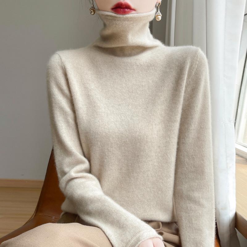 Women's Pure Wool Turtleneck Sweater - Autumn/Winter Fashionable Knitted Cashmere Pullover
