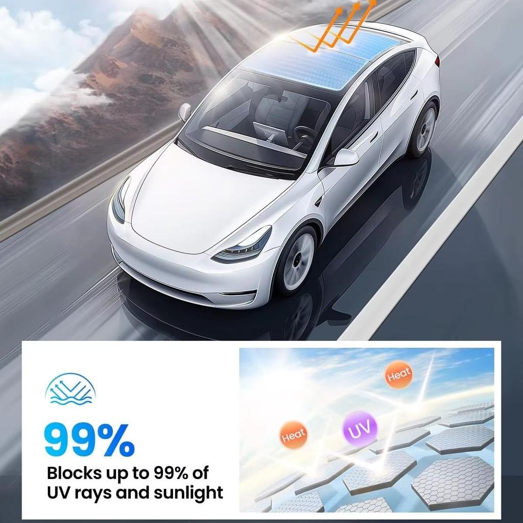 GEWT6 Sun Shades For Tesla Model 3 Highland 2026 Model Y Ice Cloth Buckle Sun Pare Glass Front Rear Sunroof Skylight Accessories