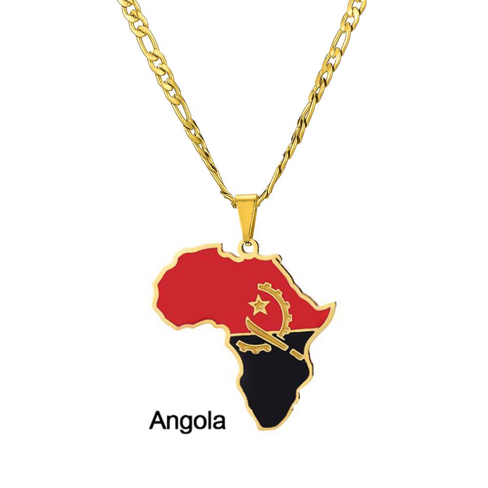 Africká mapa Hip-Hop nerezový náhrdelník: Nigérie, Somálsko, Angola Design