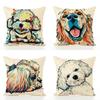 Adorable Pet Dog Pillow Cover In Linen Blend For Cozy Sofa And Office Decor