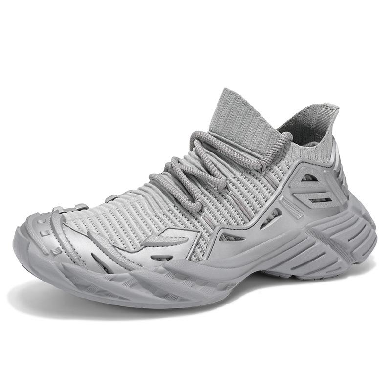 Men's shoes casual running sports fly-woven shoes men's summer breathable lace-up platform single shoes new large size trendy shoes