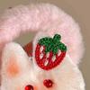 2Pcs Girl Hair Tie Cartoon Rabbit Decor Soft Plush Hair Rope High Elasticity Non-Damaging Fuzzy Hair Band Winter Hair Accessories