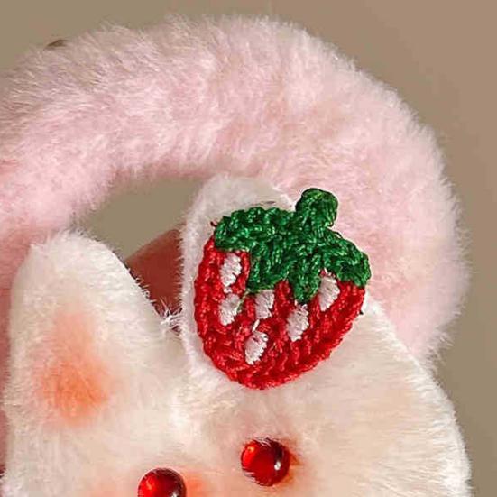 2Pcs Girl Hair Tie Cartoon Rabbit Decor Soft Plush Hair Rope High Elasticity Non-Damaging Fuzzy Hair Band Winter Hair Accessories