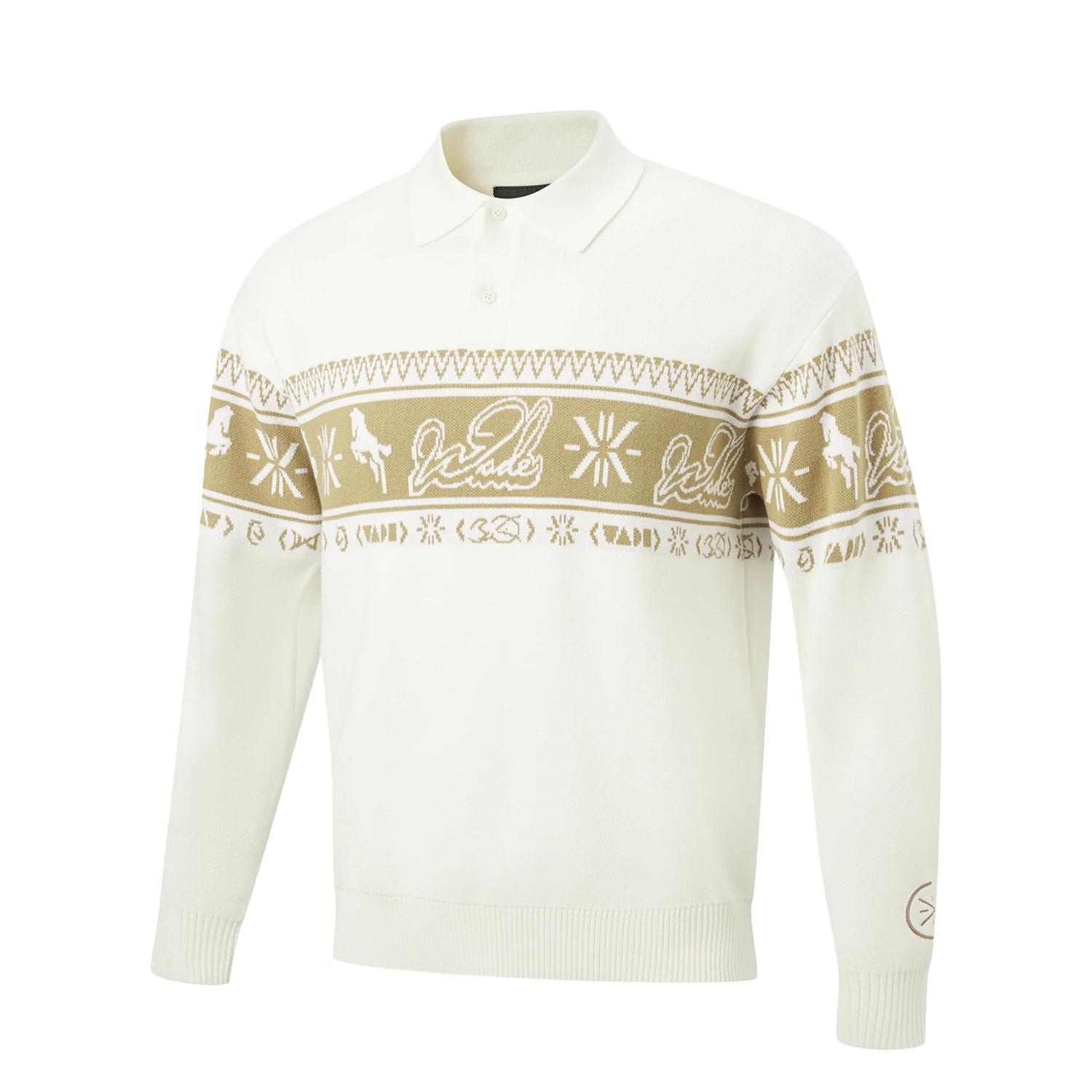 

Li Ning Wade Series Printed Polo Soft Simple Versatile Long Sleeve Knit Shirt Men tops AMBW155-2 XXL