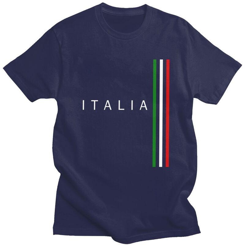 Individuelles Klassisches Italien Flagge T-Shirt Herren Kurzarm Italienisch Stolze T-Shirts Lässige Tee Tops Übergroße T-Shirts Merch