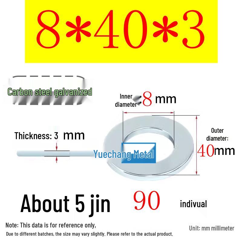 Galvanized Iron Flat and Square Washer Set - Thick, Enlarged, Extra Large, and Special Shapes