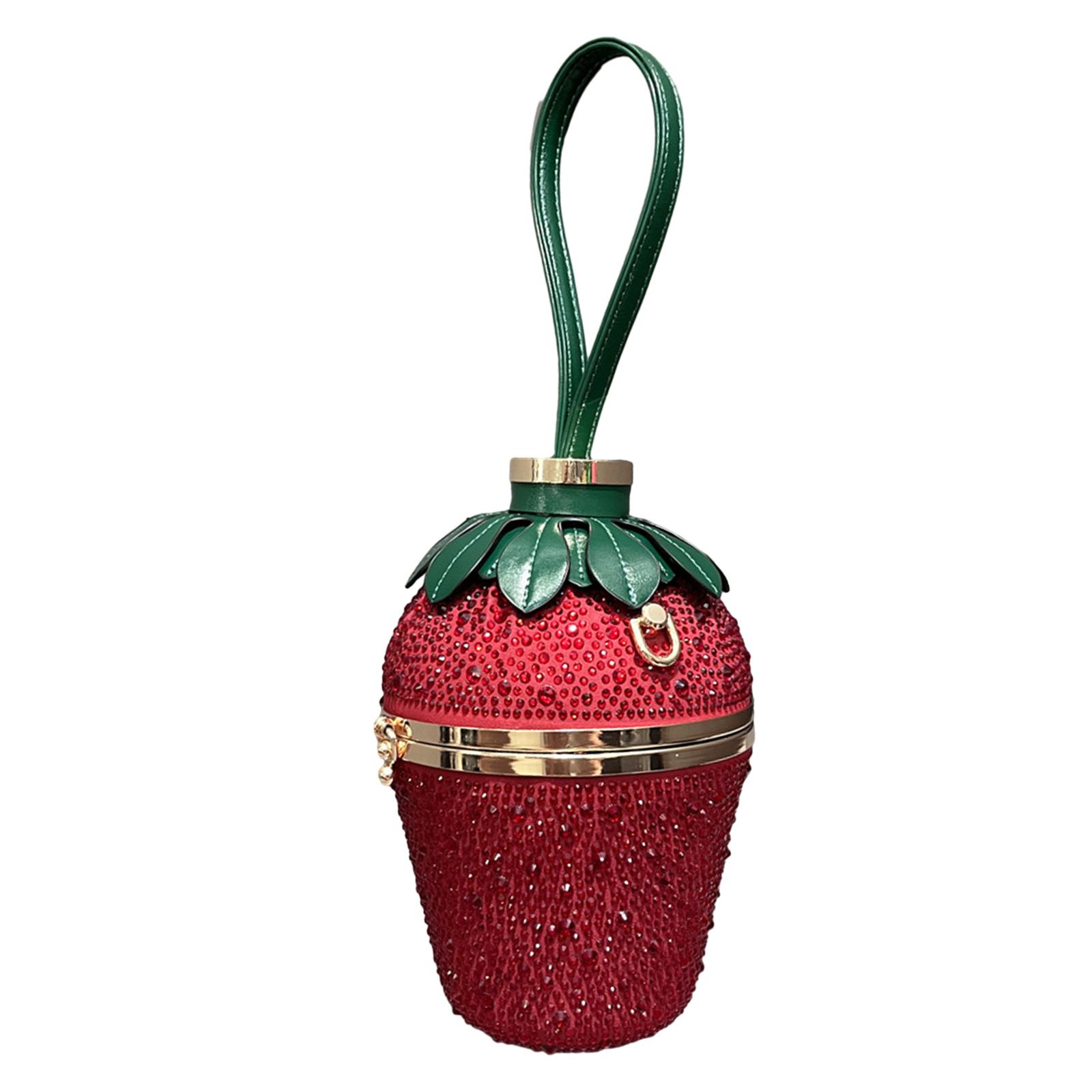 Rhinestone Handbag Evening Bag Strawberry Shaped Lady Purse Wedding Party Clutches Female Crossbody Bag Shoulder Bag красный