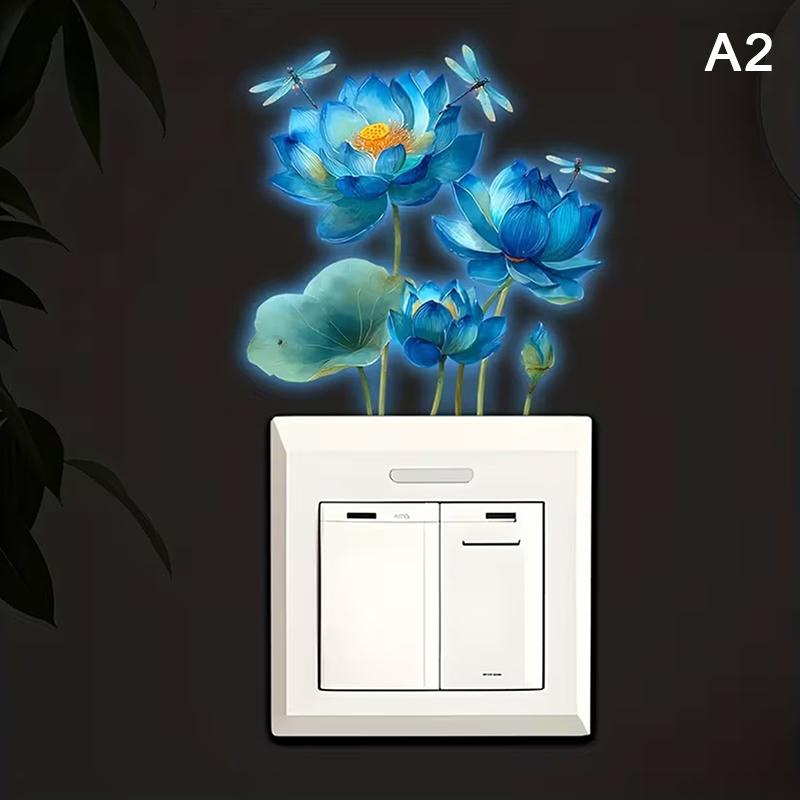 

Светящиеся в темноте цветы Наклейка на выключатель Тюльпан Лилия Подсолнух Наклейка на стену Самоклеящаяся ПВХ Декор для выключателя/розетки Легко снимается A2
