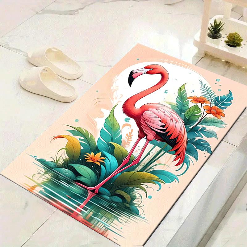 1pc Elegant flamingo Design Area Rug - Soft, Anti-Slip, and Durable Gaming Room Decor for Bedroom