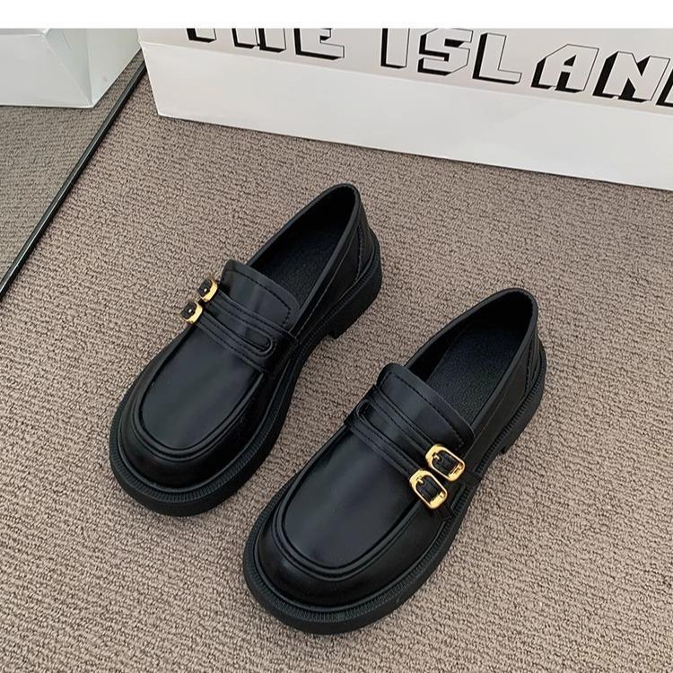 Loafers women's British style spring new black versatile and thin platform small leather shoes college Japanese jk single shoes women