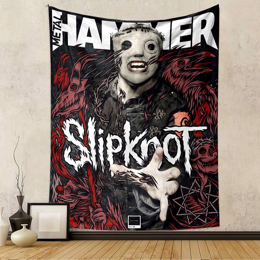 Slipknot Tapestry Wall Hanging, Metal Hammer Magazine Poster Art, Rock Wall Decor for Bedroom Living Room Dorm