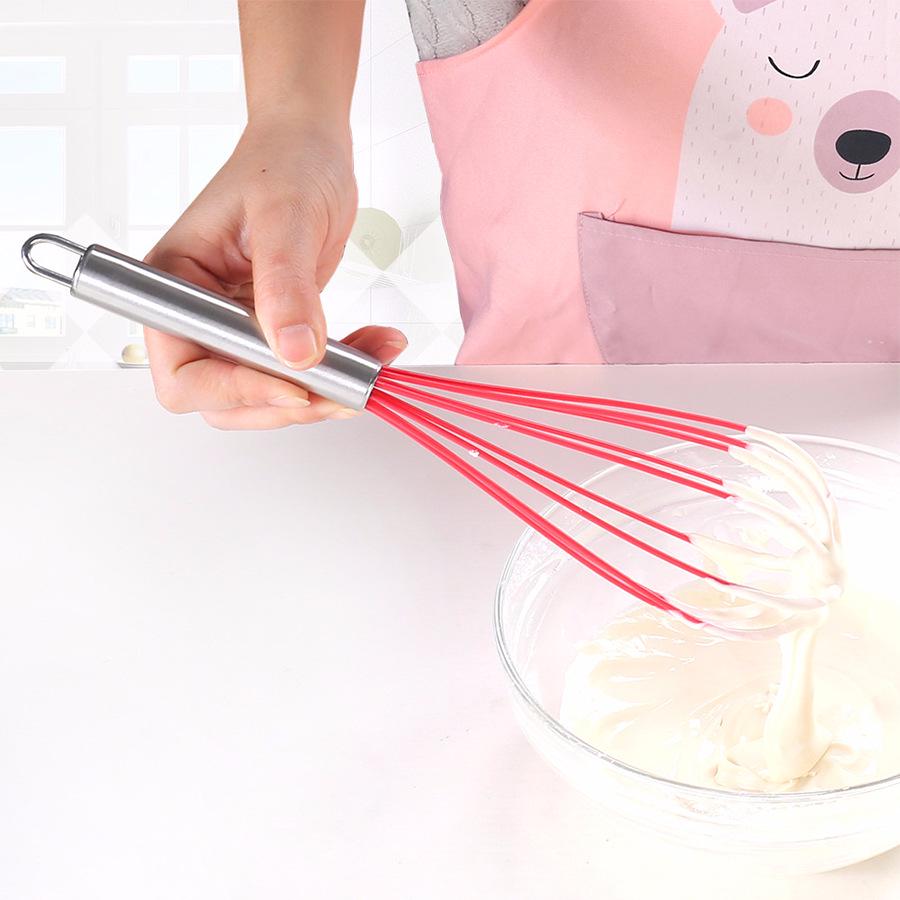 Silicone Whisk with Stainless Steel Handle for Kitchen Baking