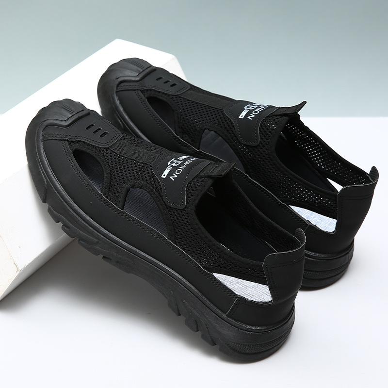 

Sandals summer mesh breathable casual beach shoes platform comfortable and lightweight one-pedal men s sandals 39
