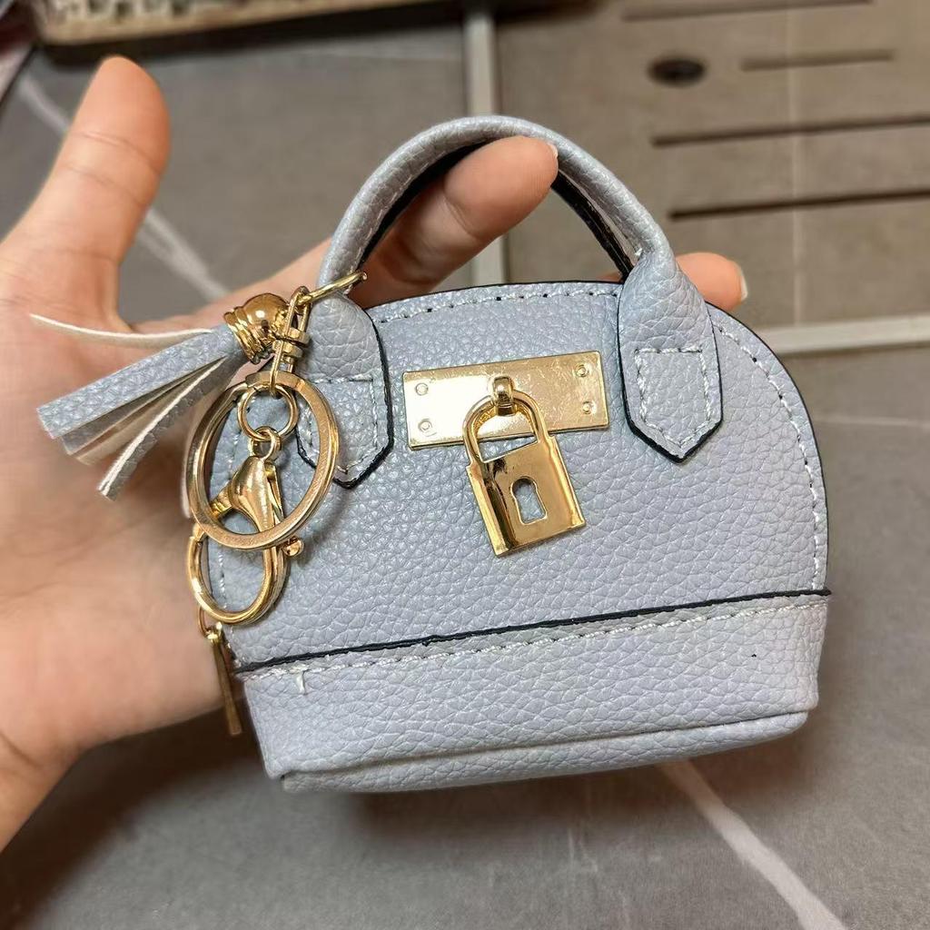 Chic Mini Coin Purse with Keychain - Korean Style