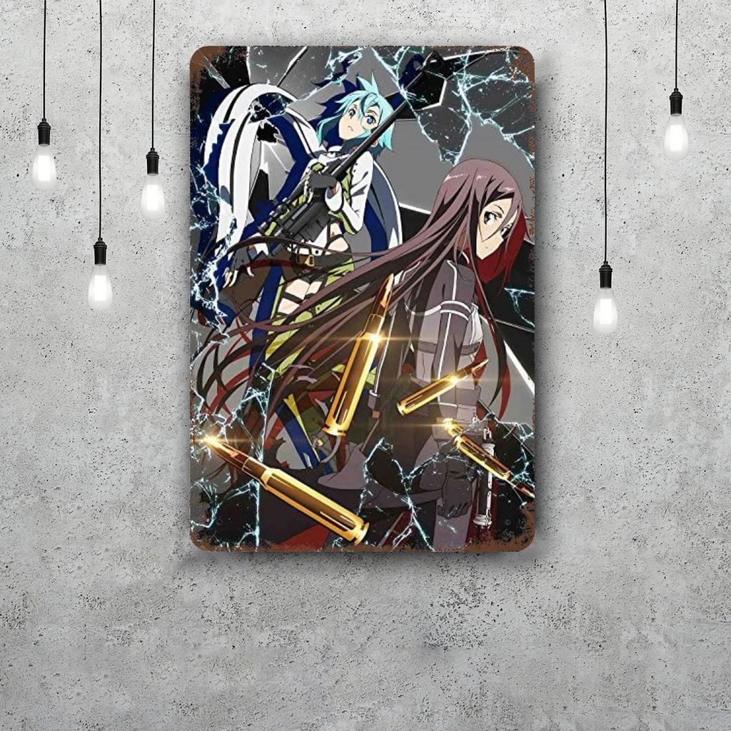 Sword Art Online Vintage Tin Sign Home Decor Wall Decor Art Wall Mural Room Decoration Decor Retro Metal Sign Plate Bar Posters
