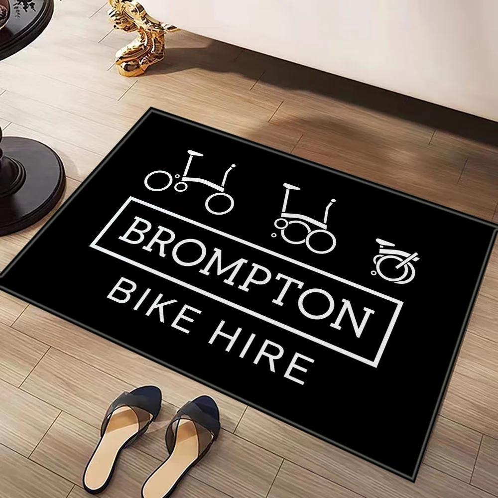 

VIKAMA Black Gold Brompton Folding Bike Doormat Non-Slip Wear-Resistant Home Entrance Decorative Foot Mat Home Decor 40cm x 60cm