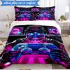 3PCS Cyberpunk Gaming Neon Bedding Set,Including 1pc Duvet Cover And 2pcs Pillowcases Perfect for Bedroom, Dormitory, Fan Christmas Gift