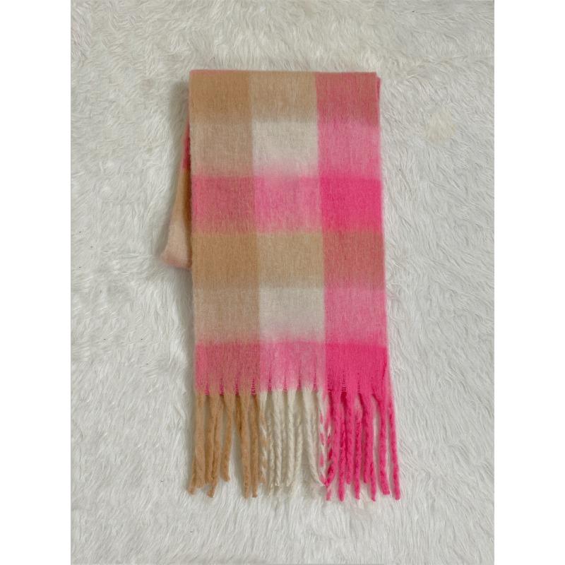 Rainbow Scarf Female Winter Shawl Couple Colorful Plaid Warm and Thickened Ins Fashion Cute Girl Student Versatile