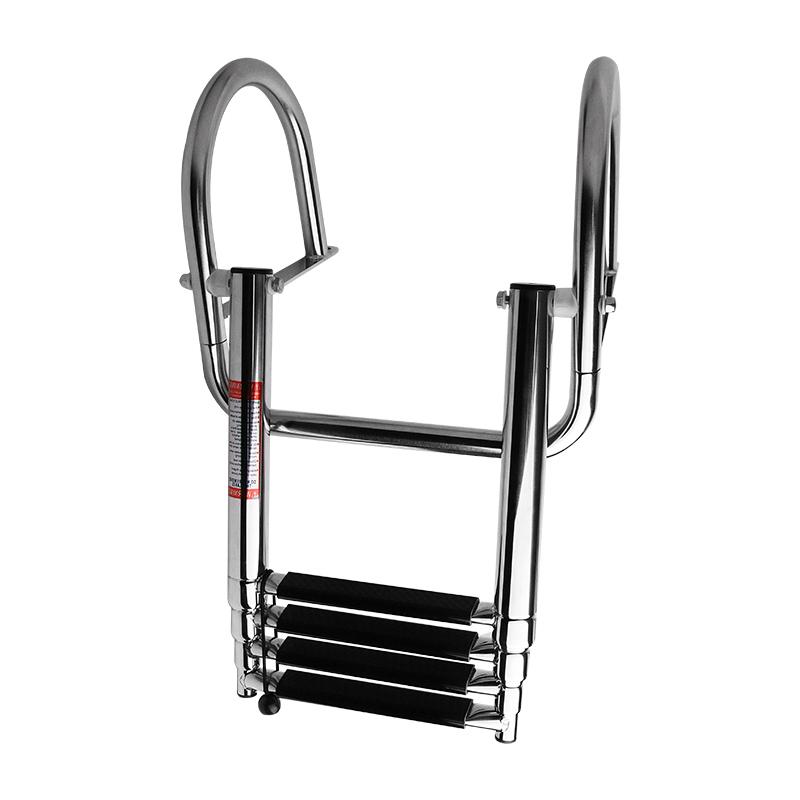 4 Step Stainless Boat Boarding Telescoping Ladder Sliding Folding Swimming Launching Ladder With Handrail