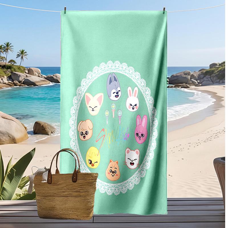 Stray kids idol Printed Quick Dry Beach Towel Super Absorbent Soft Lightweight Bath Towel for Pool Summer Travel