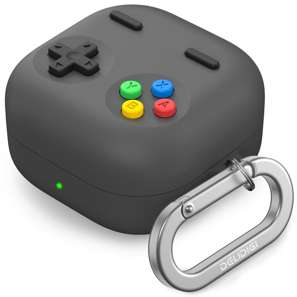 Retro Game Silicone Case for Galaxy Buds4 Buds4 Pro Shockproof Cover with Carabiner