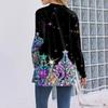 Damen Weihnachten Bedruckter Leichter Cardigan Langärmlig Lässig Locker Dünne Passform Mit Taschen Cardigan Jacke