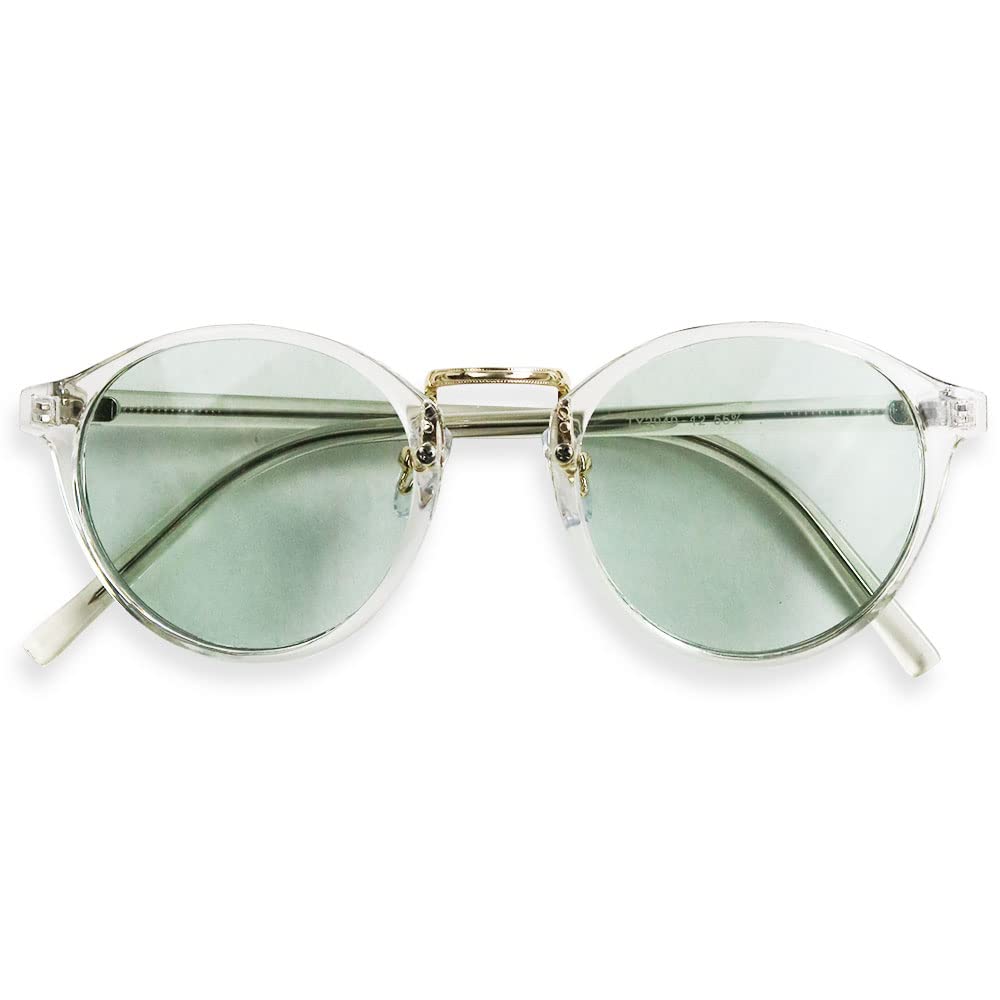 

Skeleton Frame Sunglasses Boston Light Color Lenses Men Women UV Protection [Quintet] 28-ty-2940 (12, Clear/Pale Green)