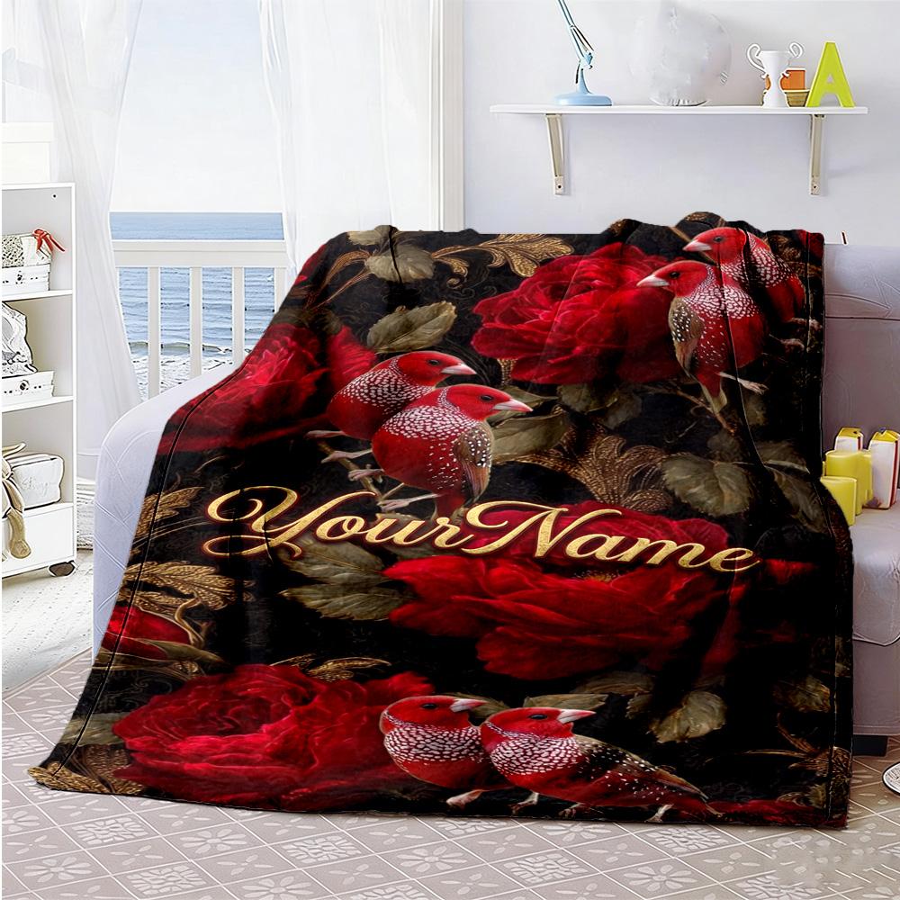 Rose Customize Your Name Blanket Throw Personalized Blanket Soft Warm Cozy Perfect for Living Room Seaside Home Decor Bed Four Seasons Multipurpose