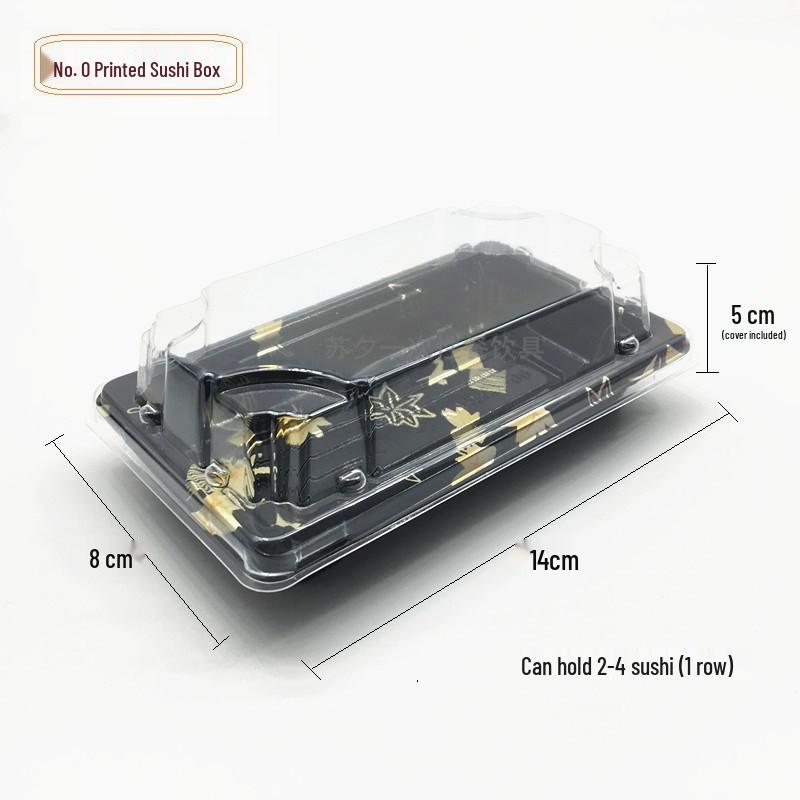 Sushi Box Set: No. 0 Disposable Plastic High Lid Tray for Japanese Takeaway - Available in 2, 3, or 4-piece Gunkan, 50 Sets