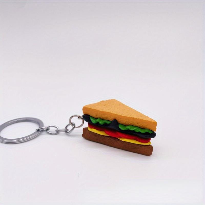 Creative Big Hamburger Simulation Food Keychain Holiday Gift Enamel Sandwich Automobile Hanging Ornament