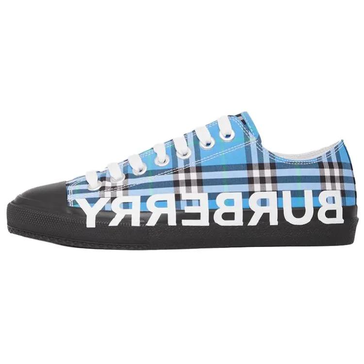 Burberry Low top Stylish Skateboarding Shoes Women's Azure Blue (Unisex) Canvas Shoes 80395201