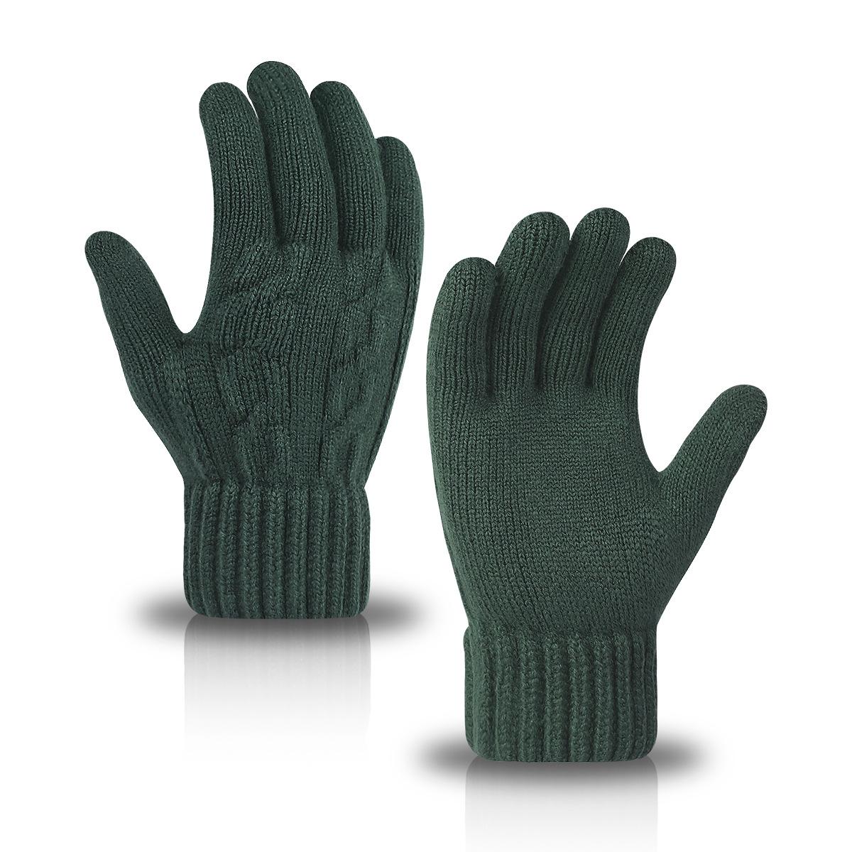 New autumn warm gloves men s and women s knitted velvet thickened windproof and cold-proof finger gloves One size