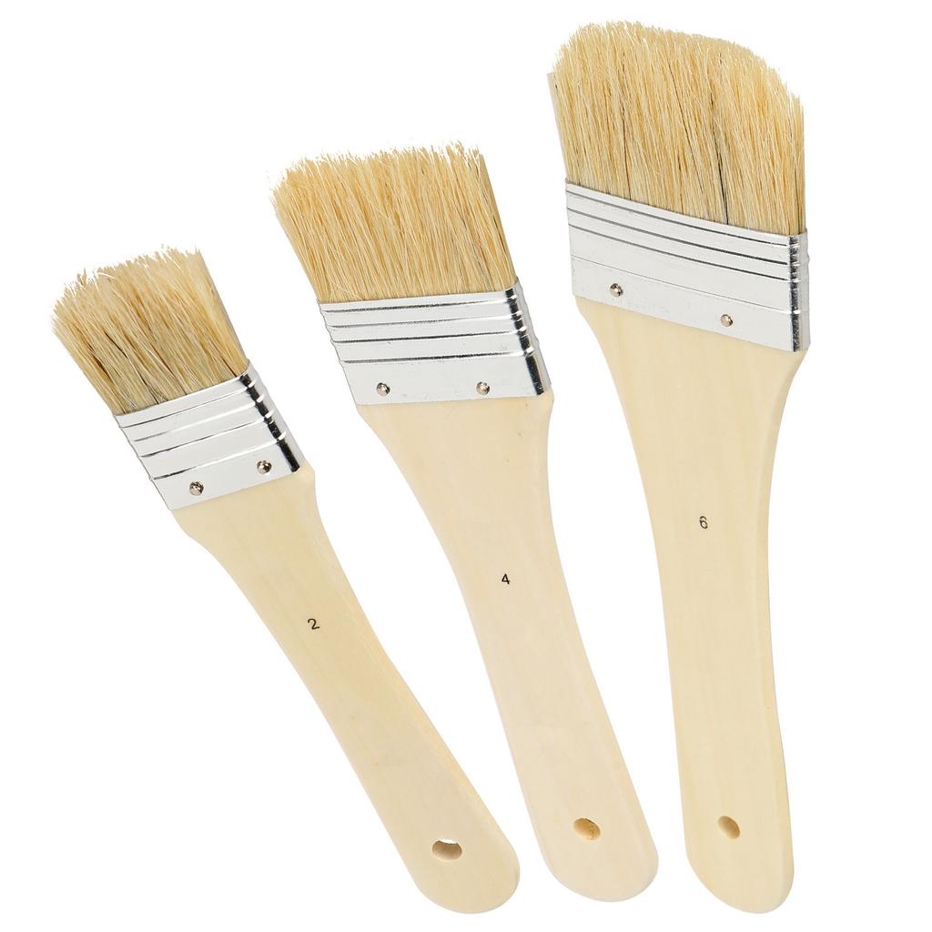 3Pcs Paint Brush Long Rod Widen Board Bristles Acrylic Oil Painting Coloring Pen Supplies