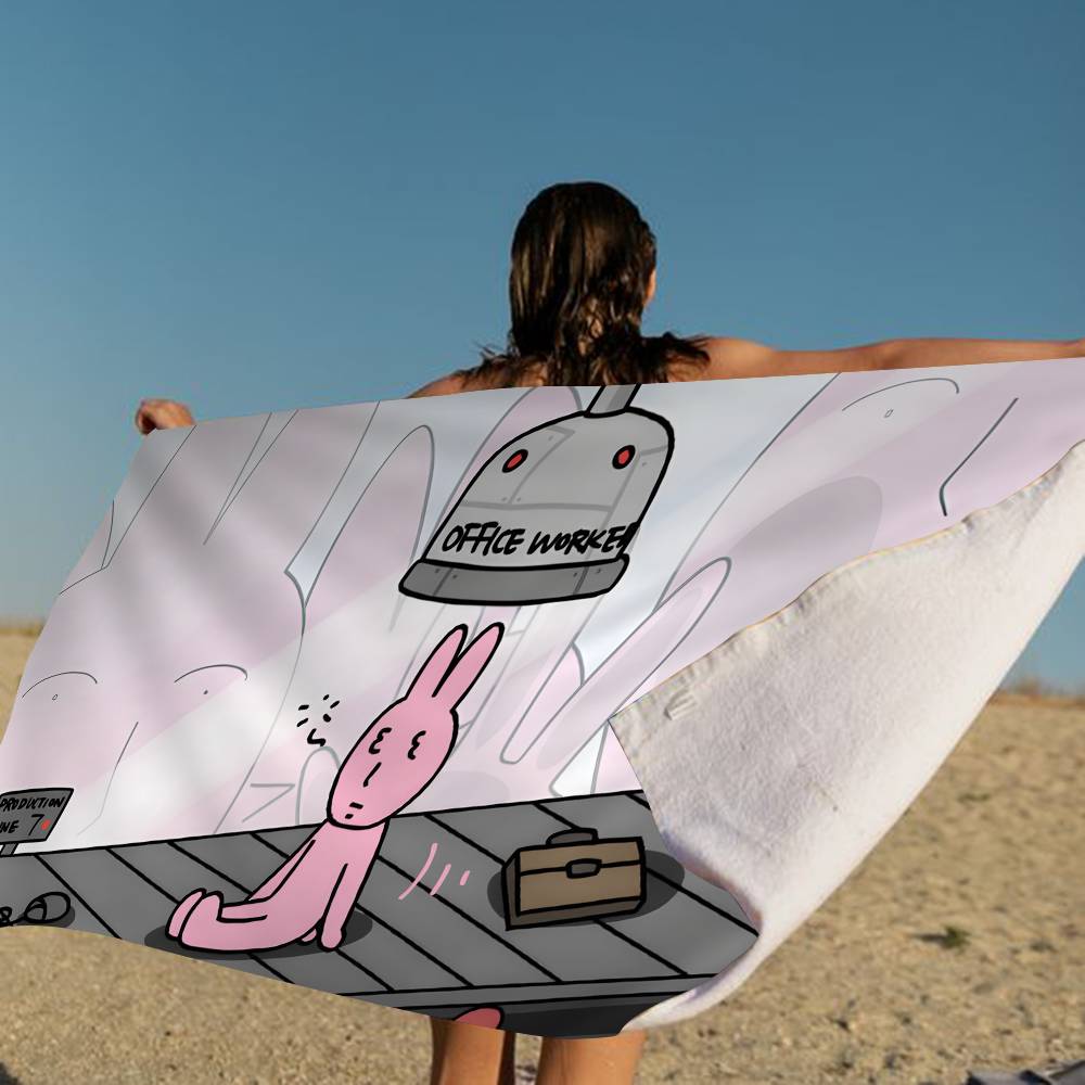 My F-Friend Pink Rabbit Funny Microfiber Blanket Drying Beach Towels Oversized Printing Super Absorbent Pool Towel Blanket