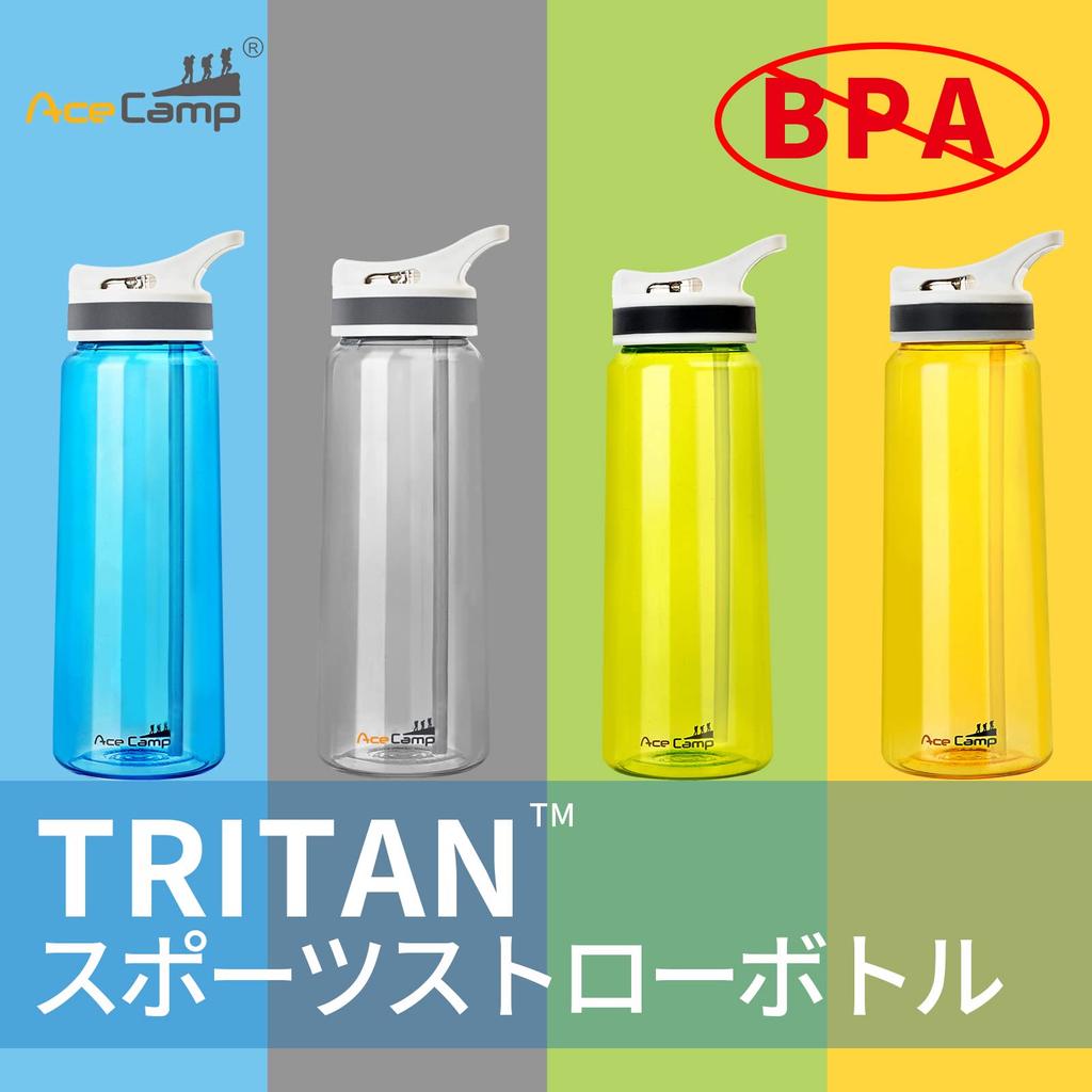 AceCamp BPA-Free 800ml Large Capacity Water Bottle, TRITAN Plastic Straw Bottle, Sports, Gray