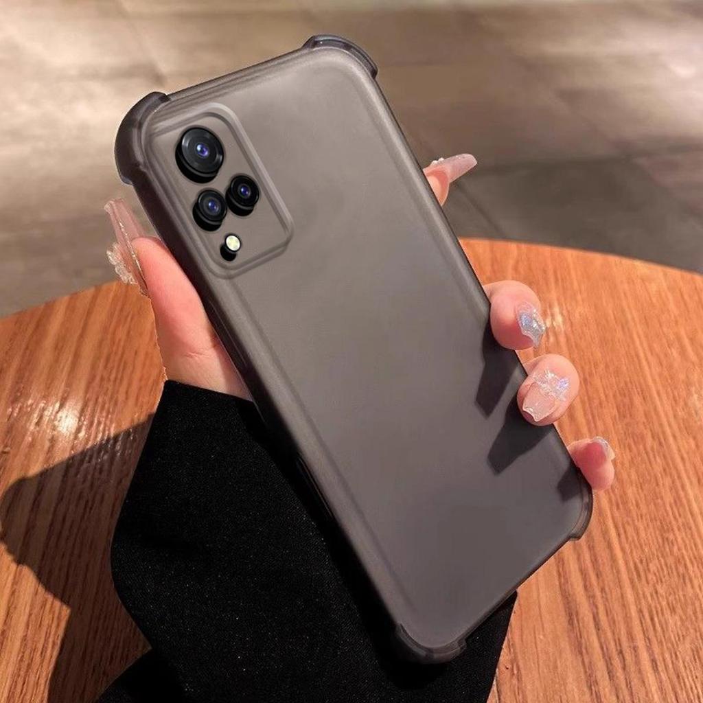 Case for Vivo V21 4G/5G Translucent Frosted Matte Casing 4-Corner Airbag Shockproof Bumper Cover