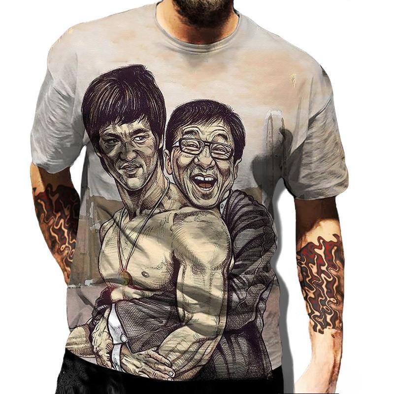 Modisches Herren-Rundhals-Kurzarm-3D-Casual-Farbprint-Casual-Kurzarm-Rundhals-T-Shirt